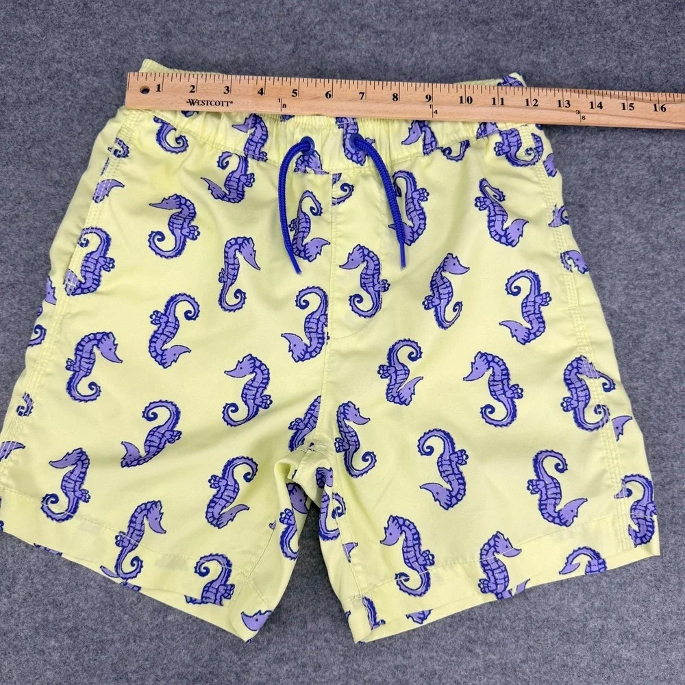 Gap Kids Surf Boys Swim Trunk Size L 10 Yellow Purple Seahorse Print Board Short